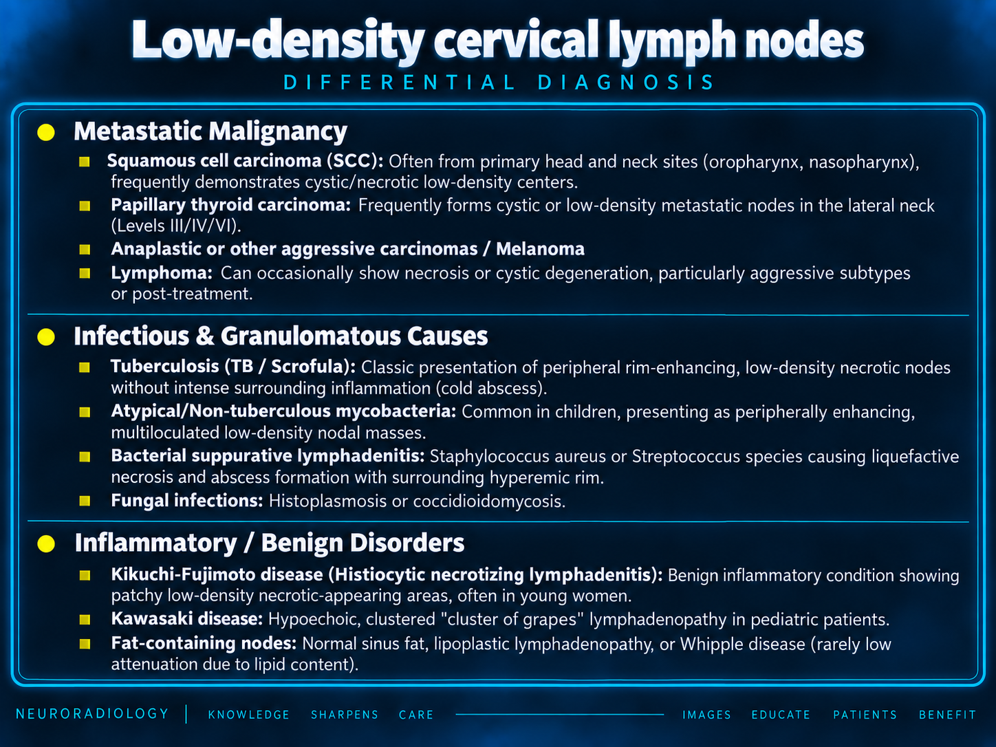 Low density lymph nodes